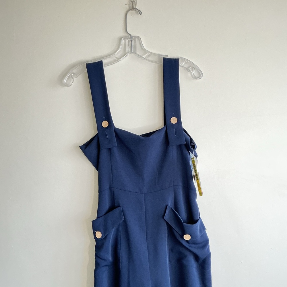 NEW Gianni Binni Navy Sleeveless Jumpsuit with Zipper wrap belt Nautical Size 6 - Picture 2 of 5